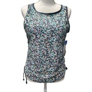 Free Country Women's Seaside Petals Full Side Shirring Tankini Top Sizes XLARGE
